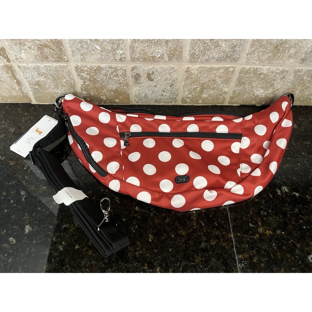 Lug Printed Zip Front‎ Sling Bag Boomerang Crimson Dot NWT Minnie Mouse